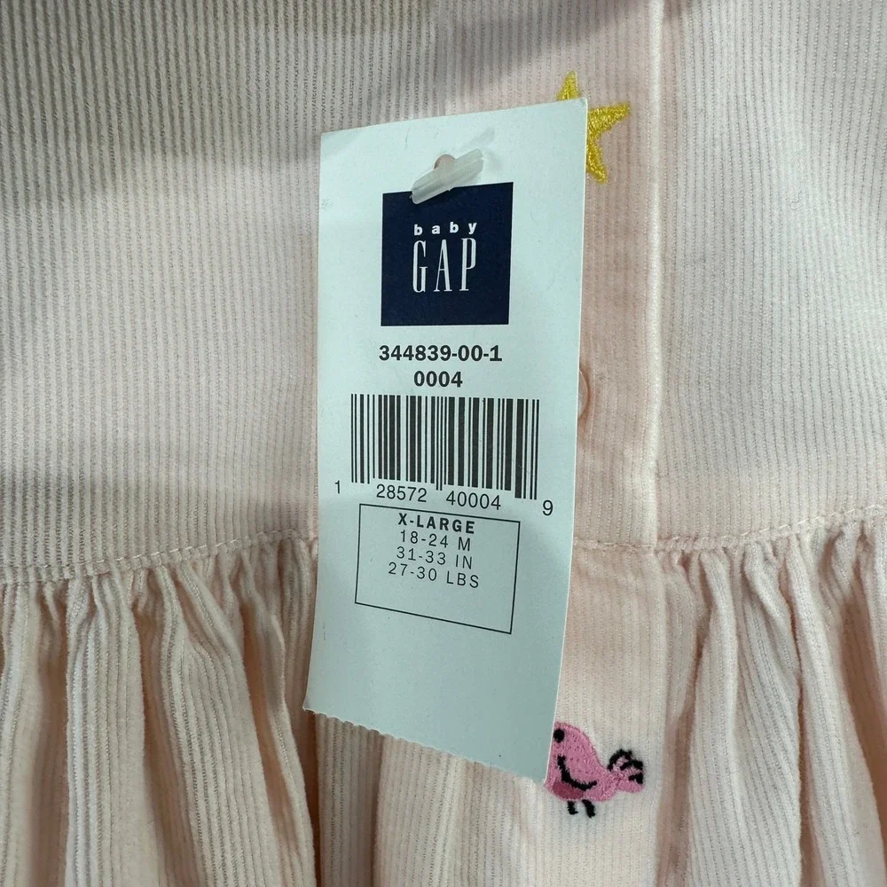 Baby‎ Gap Pink Corduroy Embroidered Dress Mouse Bird Star Size 18 24 Months